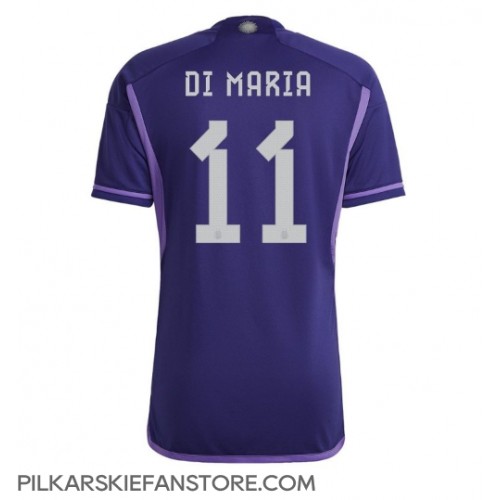 Tanie Strój piłkarski Argentyna Angel Di Maria #11 Koszulka Wyjazdowej MŚ 2022 Krótkie Rękawy